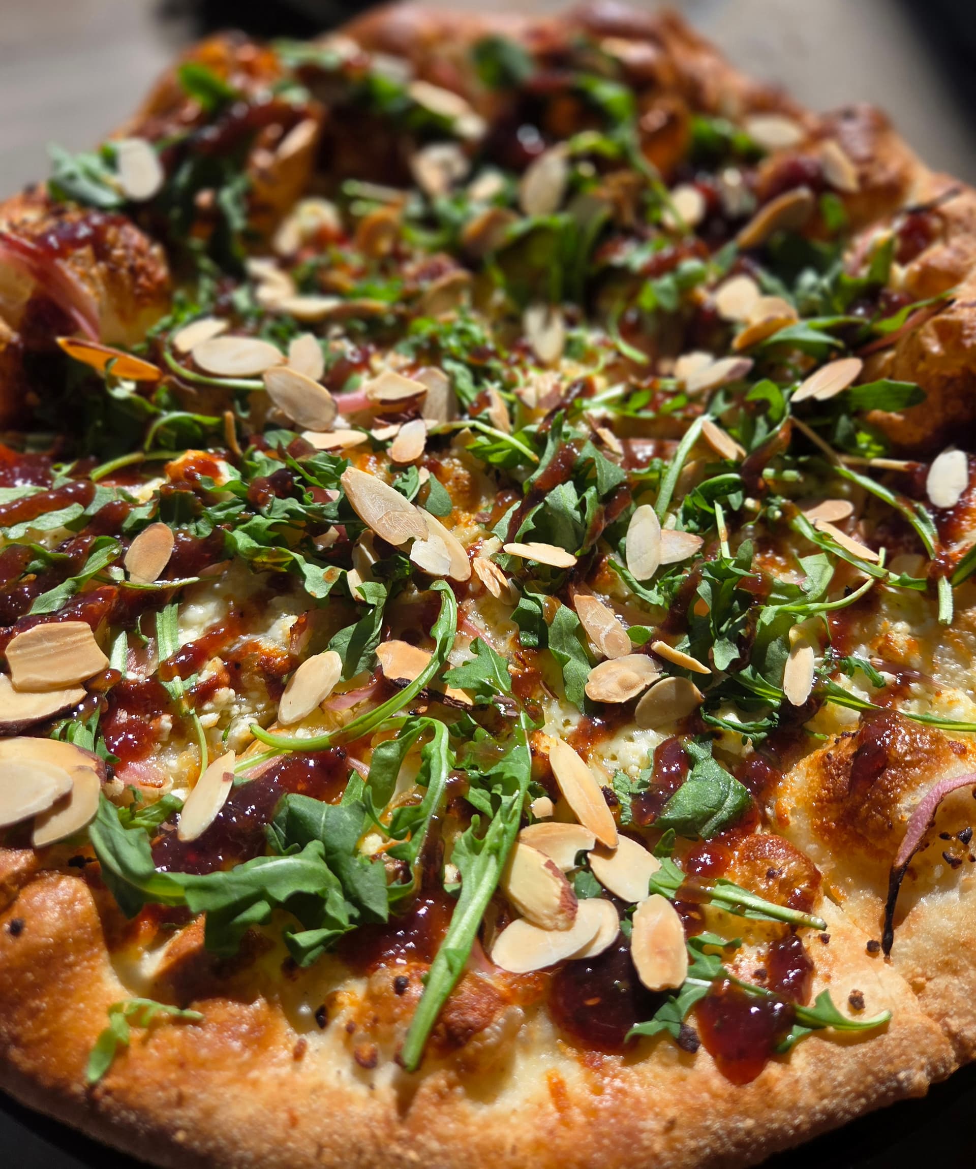 Nutty Goat — brick-oven artisan pizza at Snowpack Pizzeria, Conifer Colorado