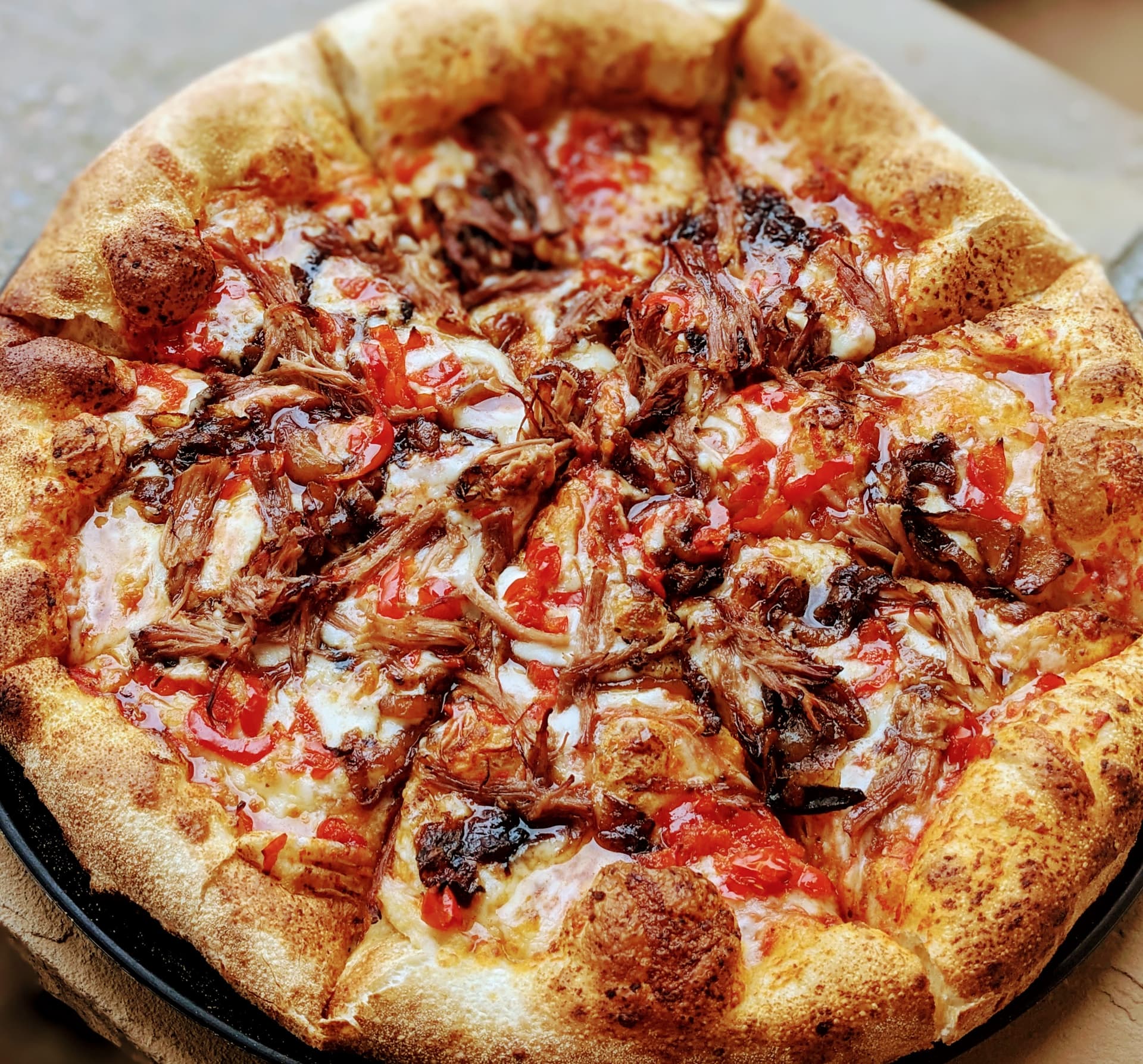 The Barn Burner — brick-oven artisan pizza at Snowpack Pizzeria, Conifer Colorado